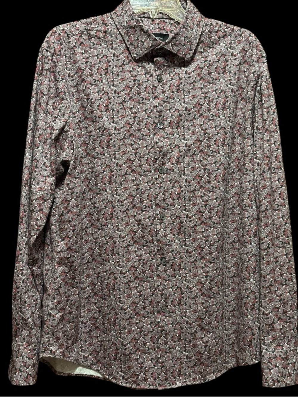BUGATCHI Men's James Floral OohCotton Long Sleeve Button-Up Shirt 8 Way Stretch